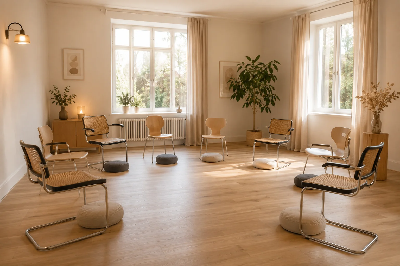 Intervention collective bien-être en entreprise, école et EHPAD — cercle d'échange en atelier