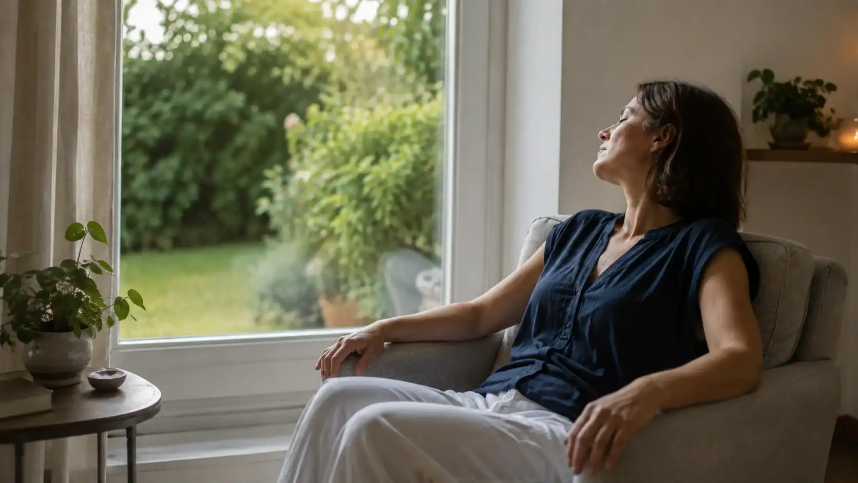 Présence à distance — un moment de calme près d'une fenêtre